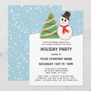 Invitation Festif Snowman Tree Cookie Corporate Holiday