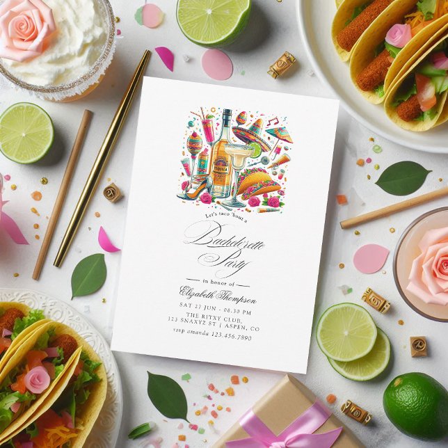 Invitation Festif Tacos & Tequila Fiesta Bachelorette Bash (Festive Tacos & Tequila Fiesta Bachelorette Bash Invitation)