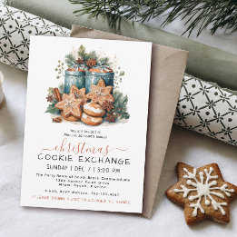 Invitation Festif Watercolor Cookie Exchange Party