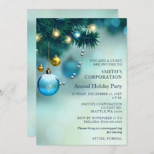 Invitation Festin Bleu Noël Entreprise Fête de Fêtes