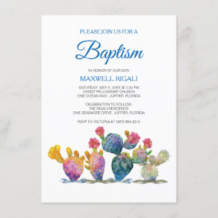 Invitation Festin Cactus BOY BAPTISM Fiesta