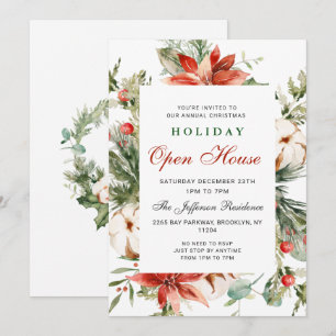 Invitation Festin Poinsettia Noël Maison ouverte