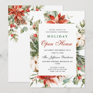 Invitation Festin Poinsettia Noël Maison ouverte de Noël à