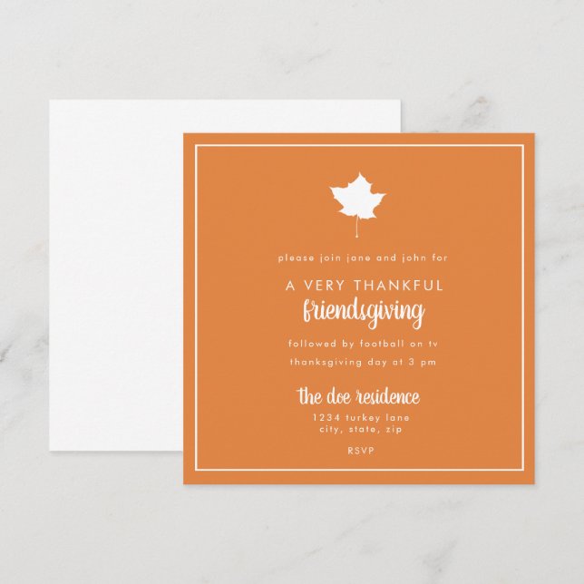 Invitation Festin Potluck de dîner de thanksgiving de (Devant / Derrière)