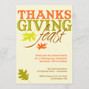 Invitation Festin rouge-brun en baisse de thanksgiving de