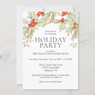 Invitation Festin Watercolor Fête des Fêtes d'entreprise