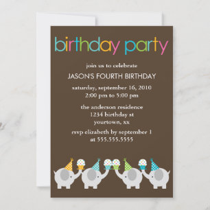 Invitation Festiphants Anniversaire de enfant Party