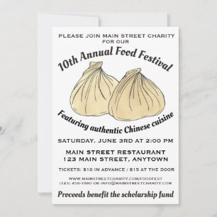 Invitation Festival alimentaire chinois Dim Sum Shumai Dumpli