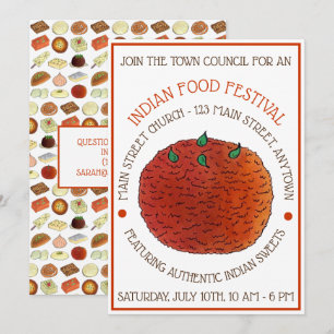 Invitation Festival alimentaire de Laddu Ladoo de Mithai Indi