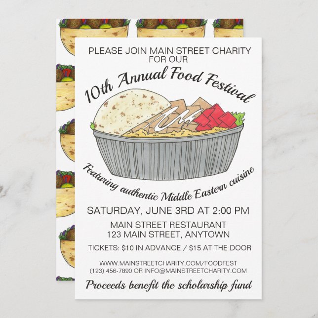 Invitation Festival alimentaire du Moyen-Orient du riz au pou (Devant / Derrière)