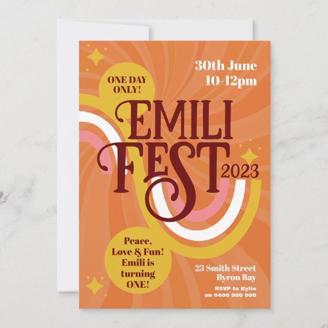 Invitation Festival Anniversaire Boho Super (Devant)