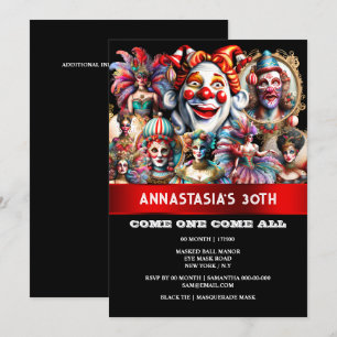 Invitation Festival carnaval cirque clowns showman showgirls