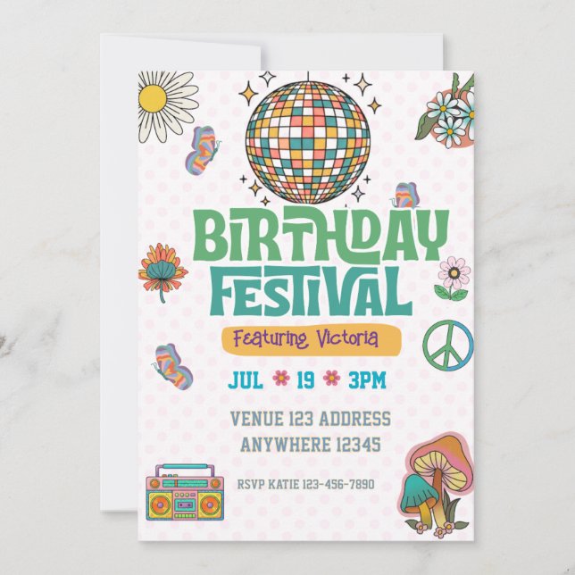 Invitation Festival d'anniversaire de l'ère rétro (Devant)