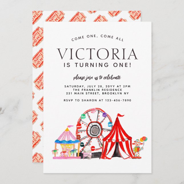 Invitation Festival de Cirque du Carnaval moderne Fête Enfant (Devant / Derrière)