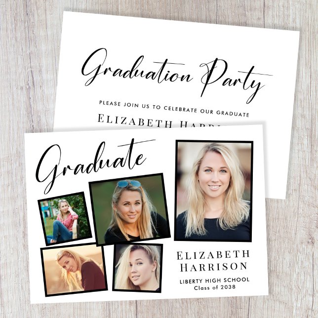 Invitation Festival de collage photo moderne (A modern photo collage graduation party invitation to celebrate the graduate's achievements)