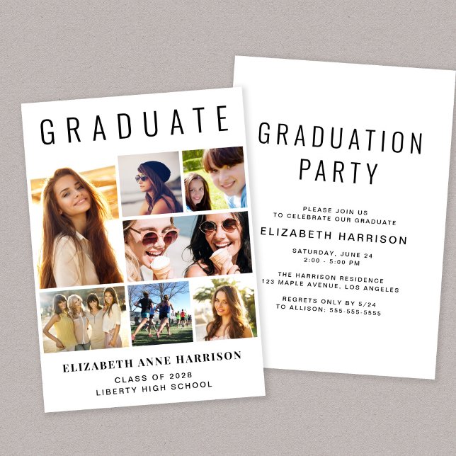 Invitation Festival de collage photo moderne (A modern photo collage graduation party invitation to celebrate the graduate's achievements)