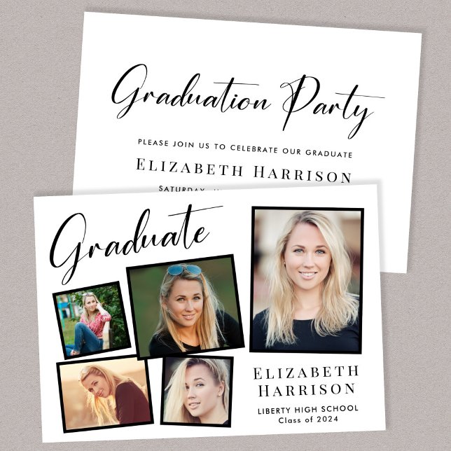 Invitation Festival de collage photo moderne (A modern photo collage graduation party invitation to celebrate the graduate's achievements)