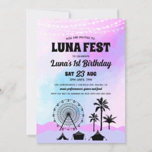 Invitation Festival de musique bleu et violet Anniversaire