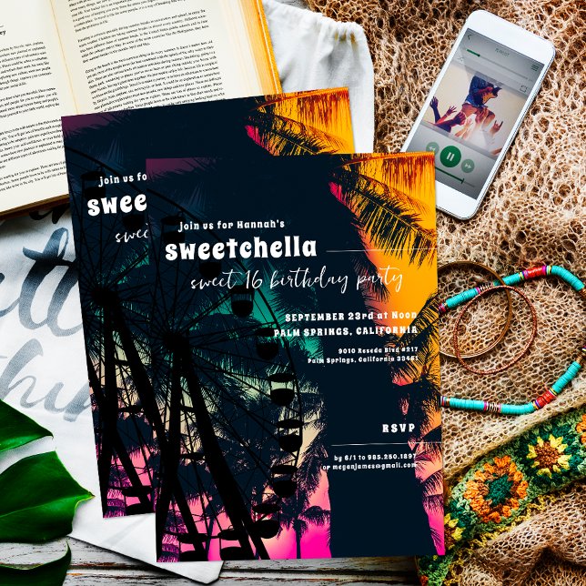 Invitation Festival de musique | Ferris Wheel Palms Sweet 16 (Créateur téléchargé)