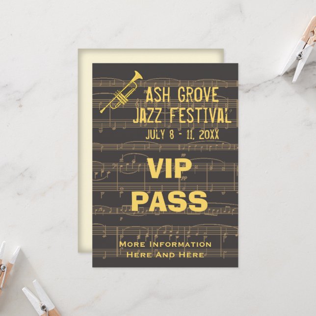 Invitation Festival de musique Pass Trompette d'or sur le cho (Devant/Arrière en situation)