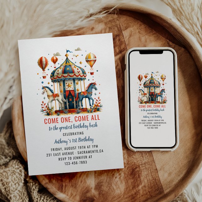 Invitation Festival du Carnaval de Cute Circus 1er anniversai (Créateur téléchargé)