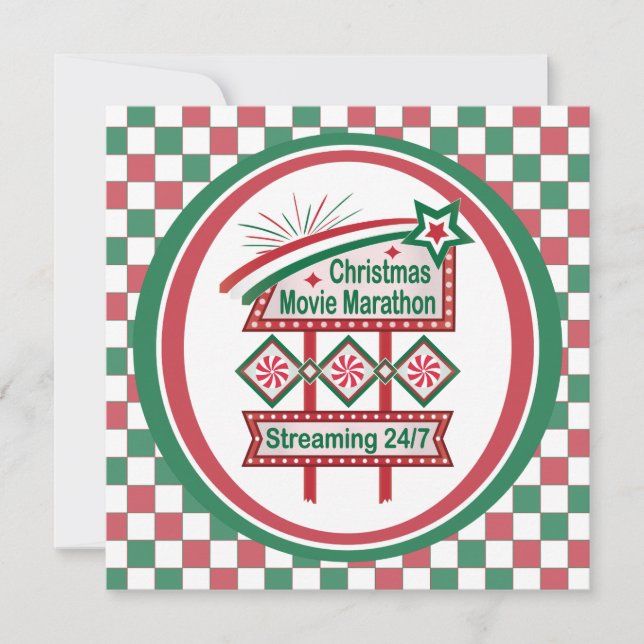 Invitation Festival du Marathon de Noël Retro Marquee (Devant)