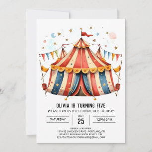 Invitation Festival Editable Joy Circus Anniversaire