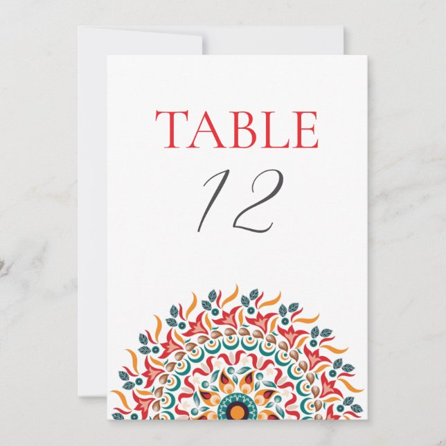 Invitation Festival Elegance Mandala Wedding Table Number (Devant)