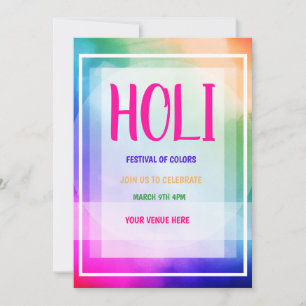 Invitation Festival Holi des couleurs Festival
