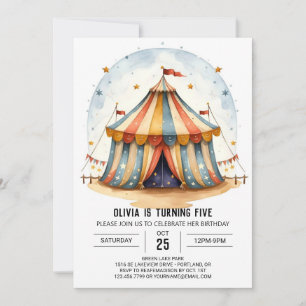 Invitation Festival Whimsical pour enfants Cirque Anniversair