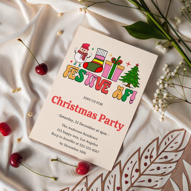 Invitation Festive AF Funny Christmas Party | Vacances modern (Créateur téléchargé)