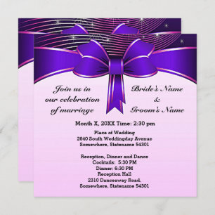 Invitation Festive Blue Ribbon Mariage 5,25 pouces