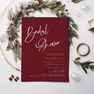 Invitation Festive Burgundy Red Bridal Shower
