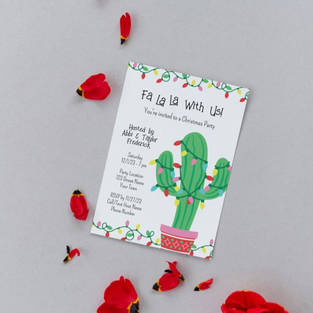 Invitation Festive Cactus Noël (Créateur téléchargé)