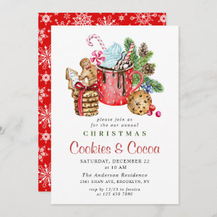 Invitation Festive Christmas Holiday Cookies & Cocoa Party