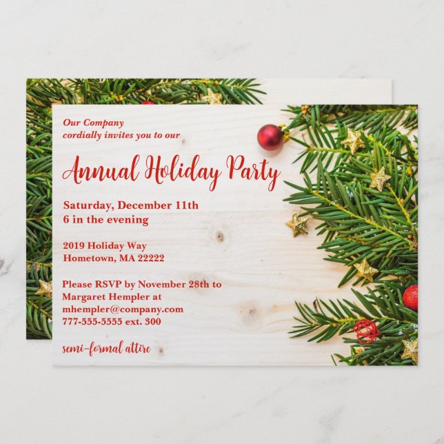 Invitation Festive Compagnie Fête Fête (Devant / Derrière)