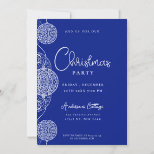 Invitation Festive Cute Blue Christmas Party