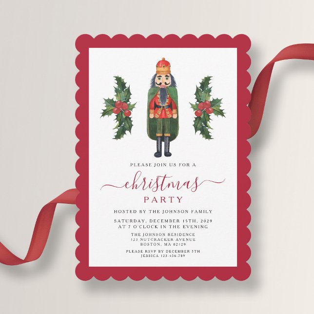 Invitation Festive Cute Nutcracker fête de Noël (Festive Cute Nutcracker Christmas Party Invitation)