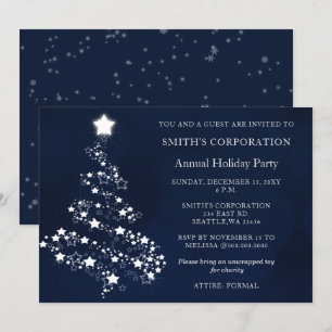 Invitation Festive d'argent bleu Fête de l'entreprise