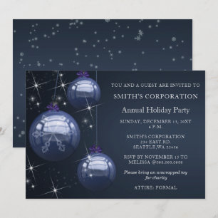 Invitation Festive d'argent bleu Fête de l'entreprise
