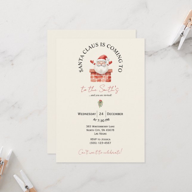 Invitation festive de fête de Noël (Devant/Arrière en situation)