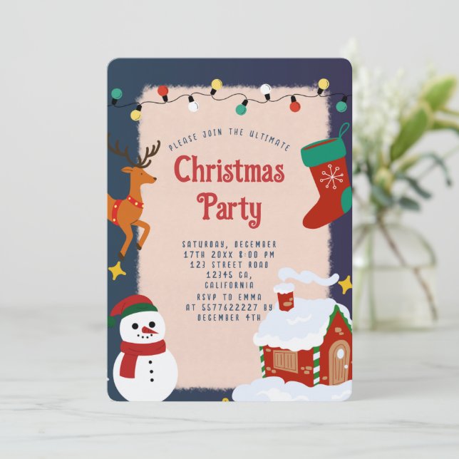Invitation festive de fête de Noël (Debout devant)