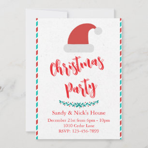 Invitation festive de fête de Noël avec chapeau de