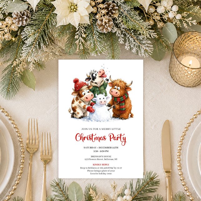 Invitation festive de fête de Noël pour des animau (Cute Quirky Animals Festive Christmas Party Invitation

)