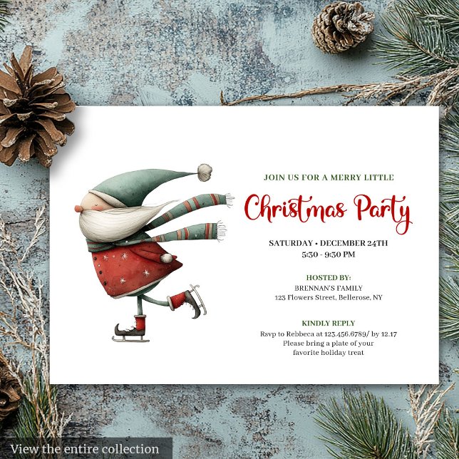 Invitation festive de Noël à l'aquarelle du Père N (Playful Quirky Santa Watercolor Holiday Invite)