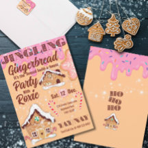 Invitation festive de Noël au pain d'épices rose c