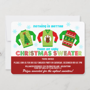 Invitation Festive de Noël moche Sweaters