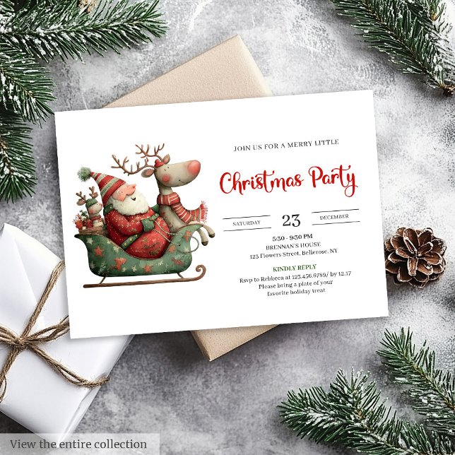 Invitation festive de style de bureau drôle de Pèr (Funny Santa Claus Festive Office Style Invitation

)