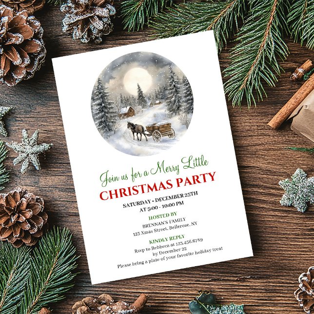 Invitation festive et cosy pour une scène de Noël  (Festive Cozy Winter Scene Christmas Invitation)