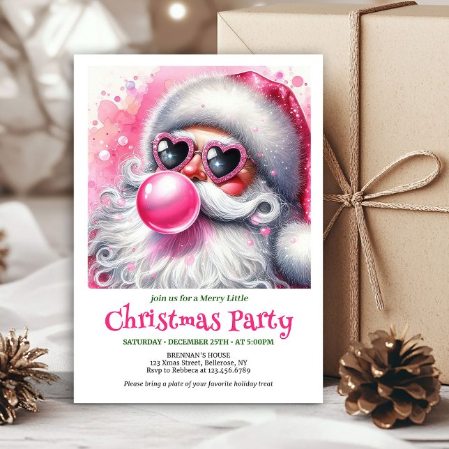 Invitation festive et drôle de Noël avec lunettes  (Festive Funny Santa Heart Glasses Christmas Invitation

)